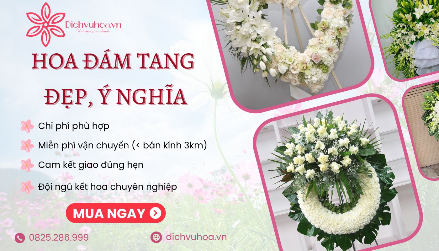 Dichvuhoa.vn - Đơn vị chuyên cung cấp các vòng hoa, lãng hoa đám tang tươi uy tín