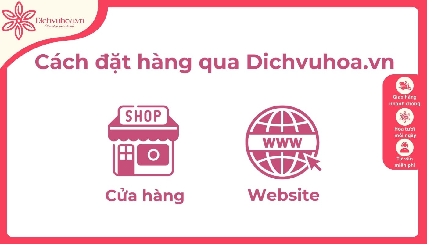 Cách đặt hoa tươi tại cửa hàng hoa Dichvuhoa.vn