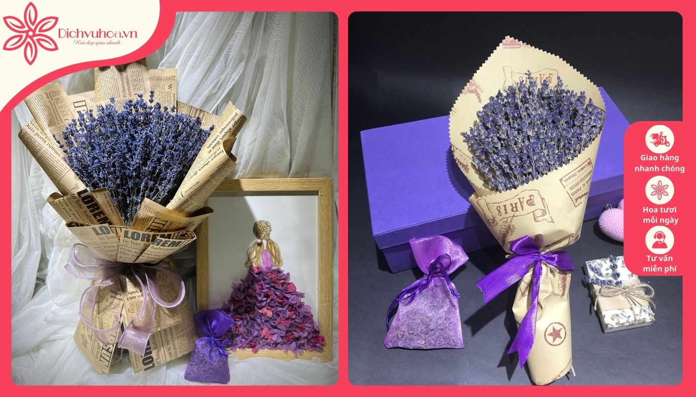 Bó hoa lavender thơm mát dành tặng cho những cô gái tháng 6 có tâm hồn mộng mơ