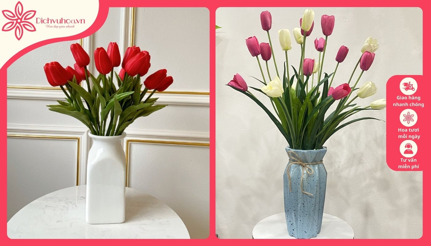 Hoa Tulip chưng bàn thờ Tết