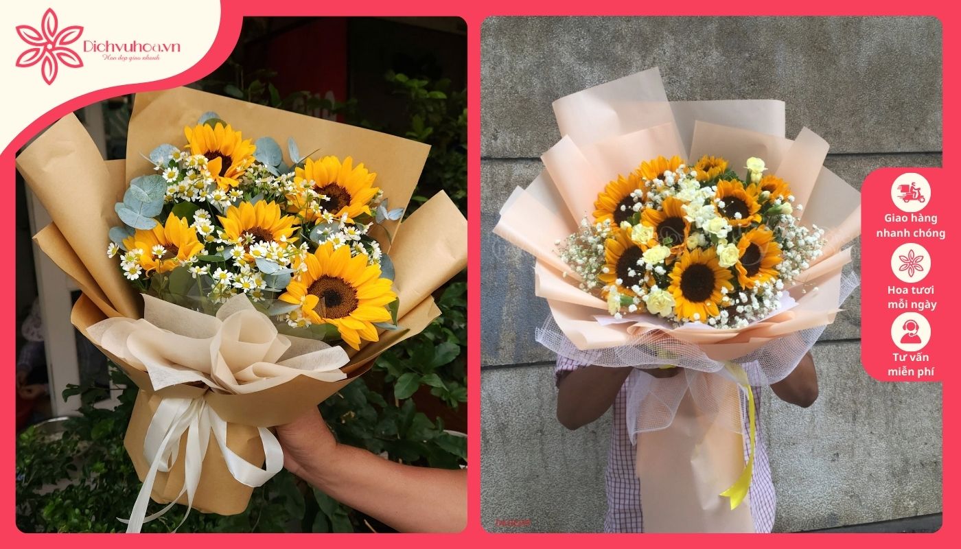 Hoa chúc mừng sinh nhật bố với hướng dương tươi thắm Hoa chúc mừng sinh nhật bố với hướng dương tươi thắm