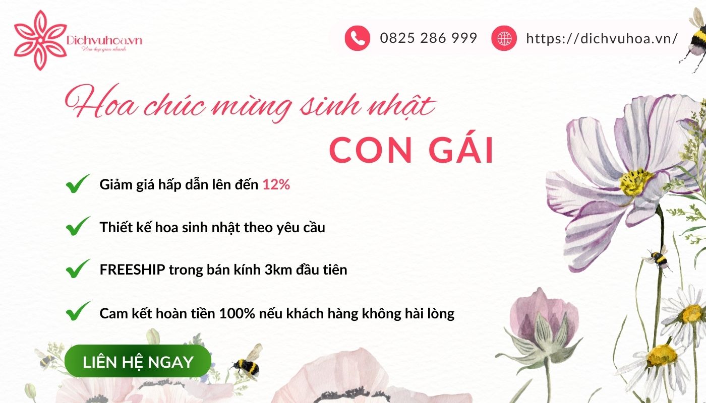 Hoa tặng con gái yêu ngày sinh nhật tươi thắm tại Dichvuhoa.vn